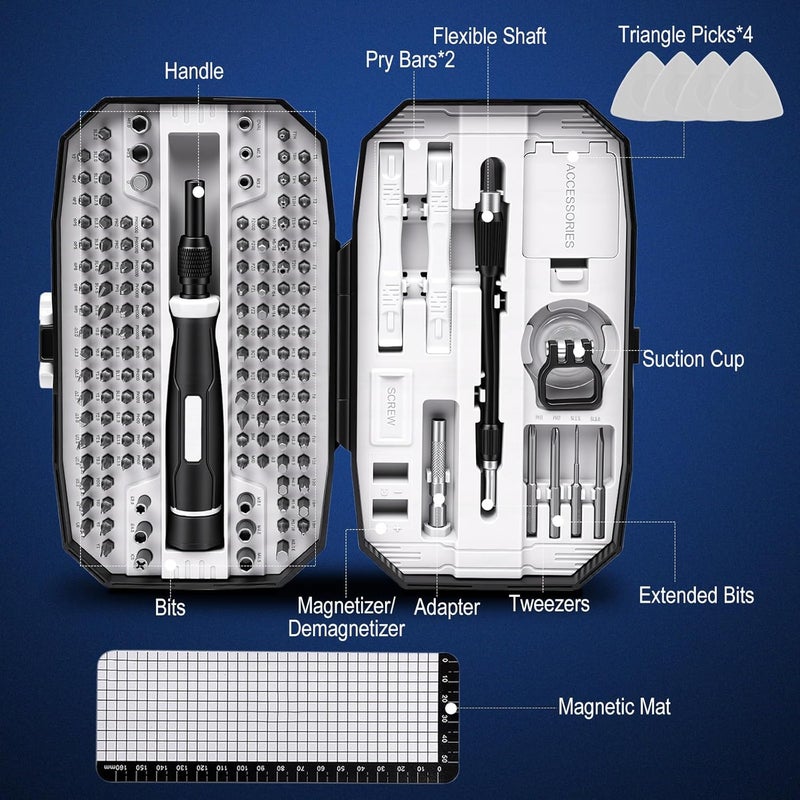 DikTalk 152Pcs Precision Screwdriver Set with 140 CR-V Bits,Magnetic Screwdriver Set with Storage Case&Accessories,Multi-Bit Electronics Repair Kit for iPhone,MacBook,Laptop,PC,Game Console,Tablet,Drone,etc - Image 2